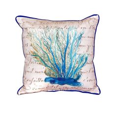 Blue Coral Beige Small Indoor/Outdoor Pillow 12X12