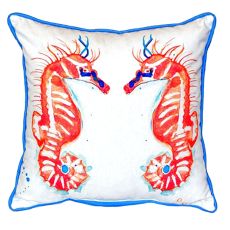 Coral Sea Horses Extra Large Zippered Pillow 22X22