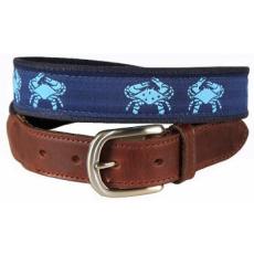 Blue Crab Leather Tab Belt