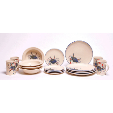 Blue Crab Dinner Set (Coupe Plates)