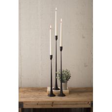 Tall Cast Iron Taper Candle Holders, Set of 3