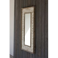 Wooden Framed Mirror With Fluer De Lis Detail