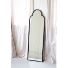 Antique Black Iron Mirror With Arched Top