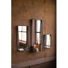 Tall Metal Framed Mirrors With Shelves, Set of 3