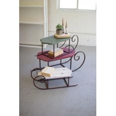 Painted Wood And Metal Sleighs, Set of 3