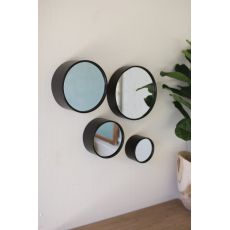 Round Metal Wall Mirrors - Antique Black, Set of 4