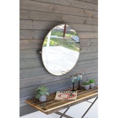 Metal Framed Tilted Round Mirror