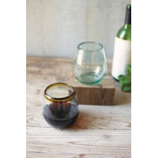 Stemless Wine Glass With Amber Rim Set of 6