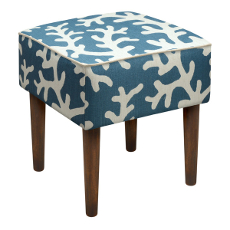 Coral Linen-Upholstered Stool