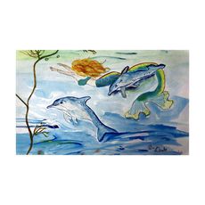 Mermaid and Dolphins Large Door Mat