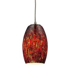 Maui 1 Light Pendant In Satin Nickel And Ember Glass