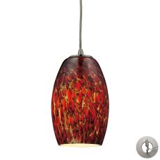 Maui 1 Light Pendant In Satin Nickel And Ember Glass - Includes Recessed Lighting Kit