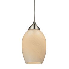 Favela 1 Light Pendant In Satin Nickel And Cocoa Glass