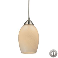 Favela 1 Light Pendant In Satin Nickel And Cocoa Glass - Includes Recessed Lighting Kit