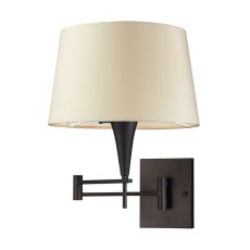 Swingarms 1 Light Swingarm Sconce In Aged Bronze With Beige Shade