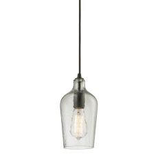 Hammered Glass 1 Light Pendant In Oil Rubbed Bronze And Clear Glass