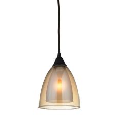 Layers 1 Light Pendant In Oil Rubbed Bronze And Amber Teak Glass