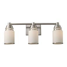 Bryant 3 Light Vanity In Satin Nickel And Opal White Glass