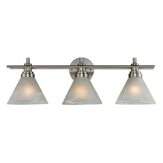 Pemberton 3 Light Vanity In Brushed Nickel And Marbelized White Glass