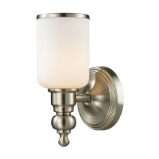 Bristol Way 1 Light Vanity In Brushed Nickel And Opal White Glass