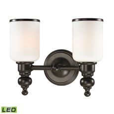 Bristol Way 2 Light Led Vanity In Oil Rubbed Bronze And Opal White Glass