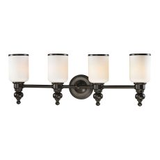 Bristol Way 4 Light Vanity In Oil Rubbed Bronze And Opal White Glass