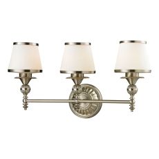 Smithfield 3 Light Vanity In Brushed Nickel And Opal White Glass