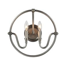 Stanton 2 Light Wall Sconce In Weathered Zinc With Brushed Nickel Accents