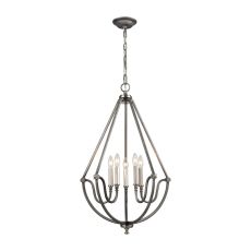 Stanton 5 Light Chandelier In Weathered Zinc With Brushed Nickel Accents