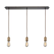 Camley 3 Light Pendant In Polished Gold And Oil Rubbed Bronze