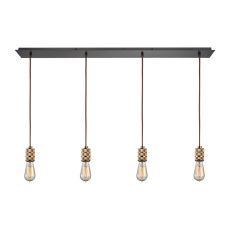Camley 4 Light Pendant In Polished Gold And Oil Rubbed Bronze