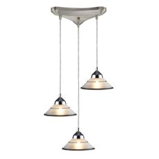 Refraction 3 Light Pendant In Polished Chrome And Etched Clear Glass