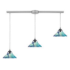 Refraction 3 Light Pendant In Polished Chrome And Carribbean Glass
