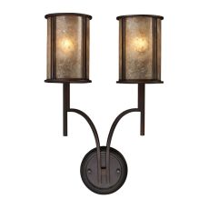 Barringer 2 Light Wall Sconce In Aged Bronze And Tan Mica