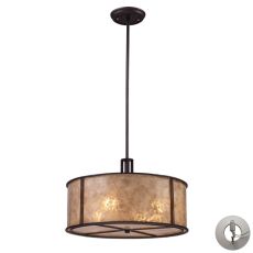 Barringer 4 Light Pendant In Aged Bronze And Tan Mica With Adapter Kit