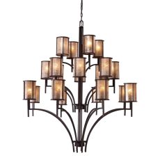 Barringer 8+8+4 Light Chandelier In Aged Bronze And Tan Mica