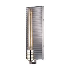 Corrugated Steel 1 Light Wall Sconce In Weathered Zinc And Polished Nickel