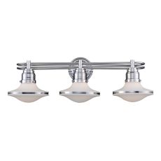 Retrospective 3 Light Vanity In Polished Chrome And Opal White Glass