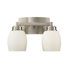 Northport 2 Light Vanity In Satin Nickel And Opal White Glass