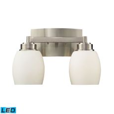 Northport 2 Light Led Vanity In Satin Nickel And Opal White Glass