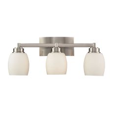 Northport 3 Light Vanity In Satin Nickel And Opal White Glass