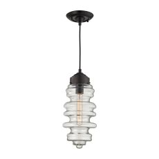 Cipher 1 Light Pendant In Oil Rubbed Bronze And Clear Glass