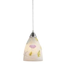 Seashore 1 Light Pendant In Satin Nickel And Hand Painted Glass