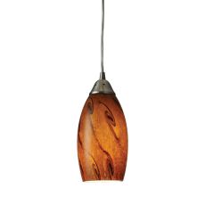 Galaxy 1 Light Led Pendant In Brown And Satin Nickel