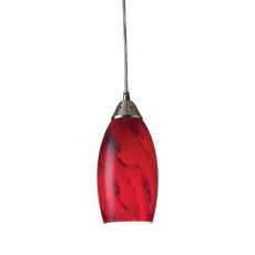 Galaxy 1 Light Pendant In Red And Satin Nickel
