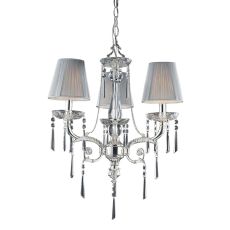 Princess 3 Light Chandelier In Polished Silver With Silk String Shades
