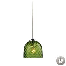 Viva 1 Light Pendant In Polished Chrome And Green Glass - Includes Recessed Lighting Kit