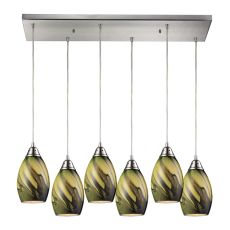 Formations 6 Light Pendant In Satin Nickel And Planetary Glass