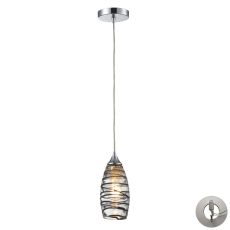 Twister 1 Light Pendant In Polished Chrome And Vine Wrap Glass With Recessed Lighting Kit