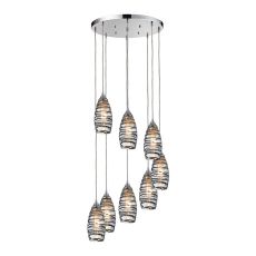 Twister 8 Light Pendant In Polished Chrome And Vine Wrap Glass